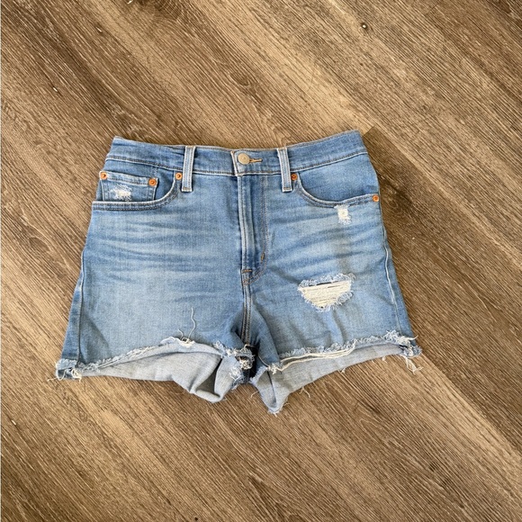 Levi's Pants - Levi's Light Blue Distressed High-Rise Denim Shorts